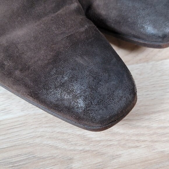 PRADA Ankle Boots Mens Size 7 US Brown Suede Buckle Square Toe Made In Italy - Picture 12 of 14